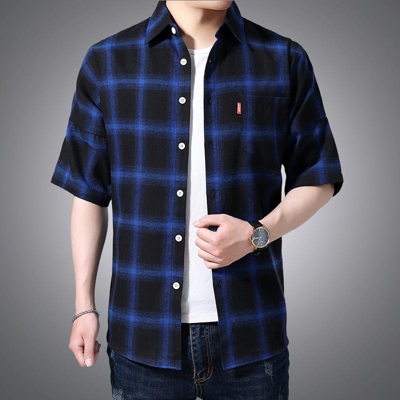 Abetteric Mens Spring Summer Plaid Casual Long Sleeve Pure Cotton Shirt Abetteric Mens Spring Summer Plaid Casual Long Sleeve Pure Cotton Shirt