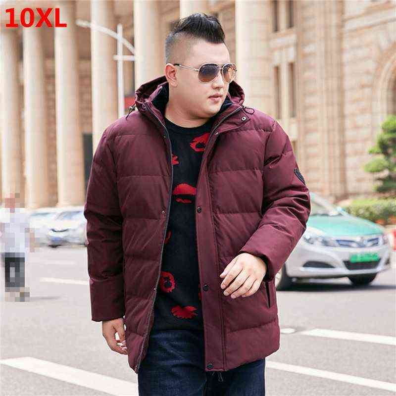 

Winter new men's hooded down jacket oversized people Large plus size men's 8XL jacket warm thick 7xl Y1103, Black