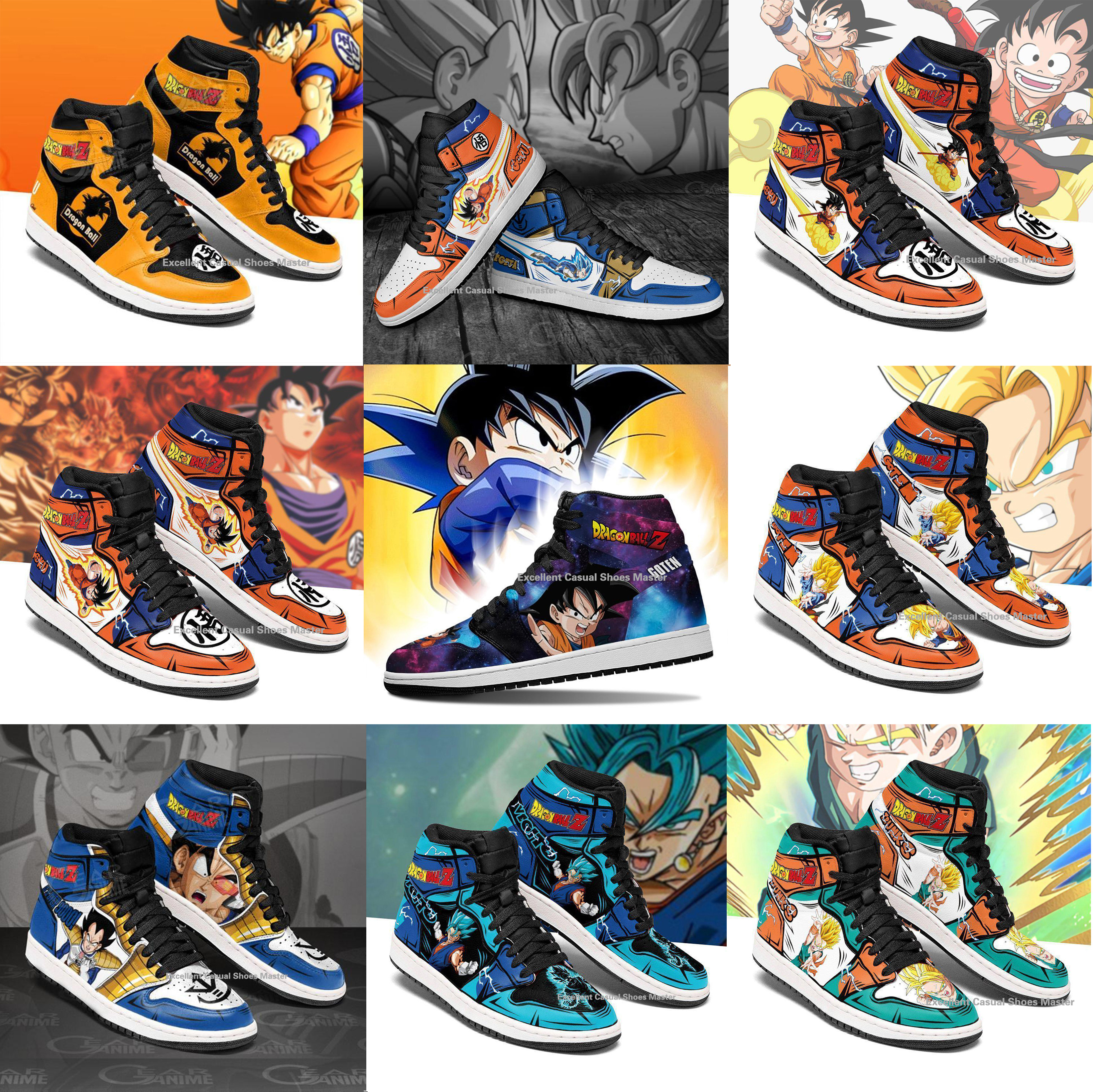 

Mens Womens Anime shoes Sneakers High Top 3D DIY Shoe Dragon Goku Vegeta Gogeta Goten Shenron Bulma Broly Bardock Frieza