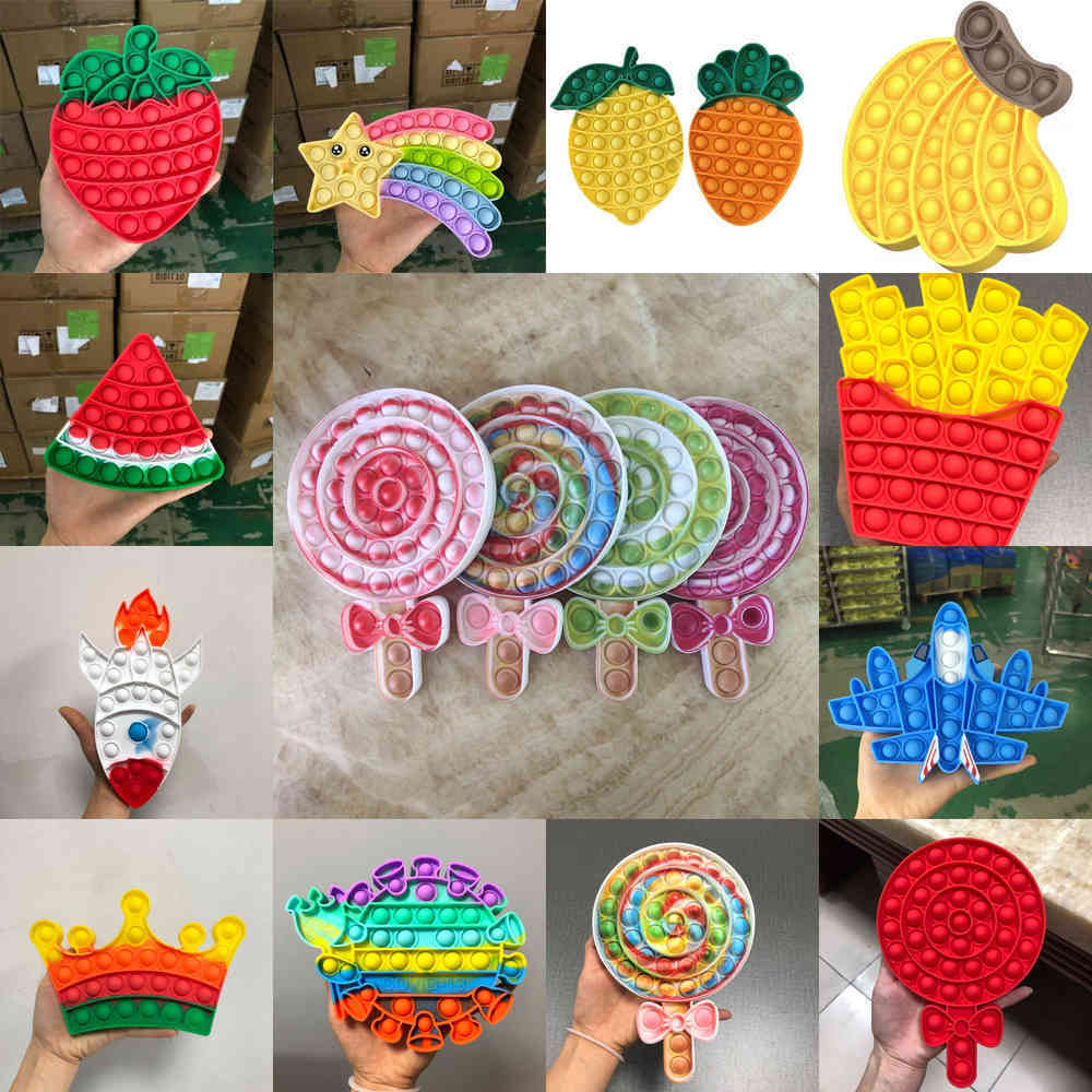 

Fruits Lollipop Burger Shapes Fidget Push Pop Bubble Popper Sensory Finger Puzzle Board Tiktok Stress Relief Poo-its Poppers Family Kids Toys G50VWUY