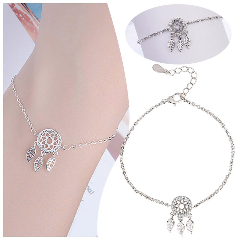 

Charm Bracelets Fashion Design Women Girls Metal Feathers Dreamcatcher Bracelet Jewelry Valentine's Day Gift Accessories, Golden;silver