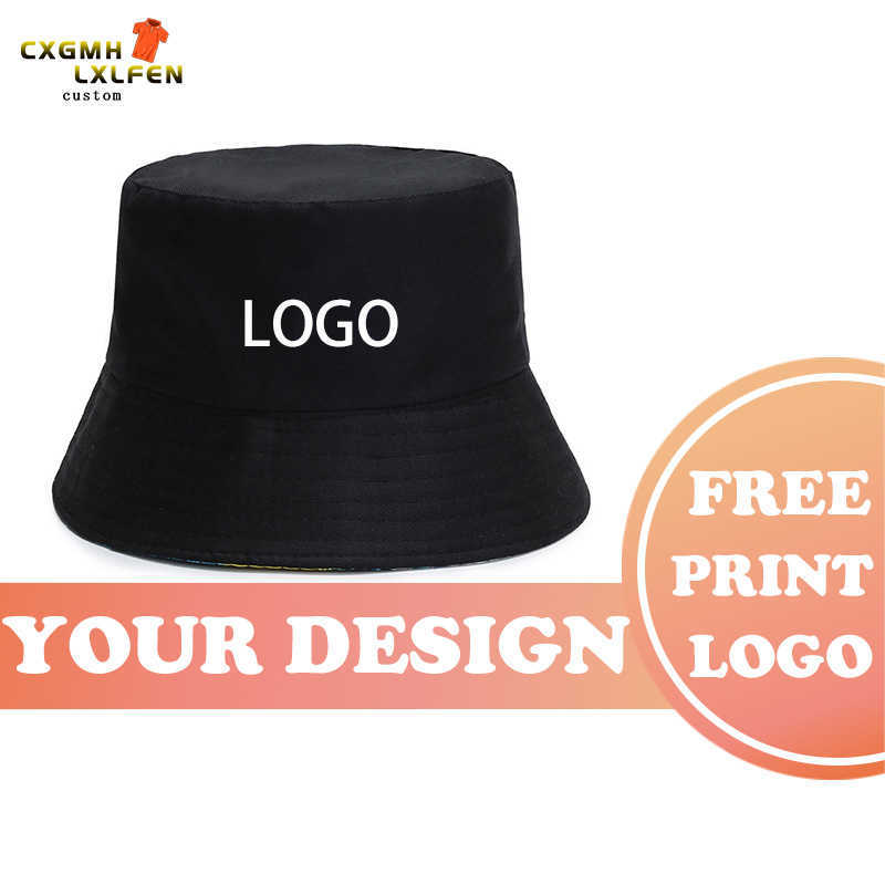 

New Unisex Summer Bucket Hat Women Outdoor Sunscreen Fishing Hunting Cap Men Sun Prevent s Custom Print Text Gift, Blue