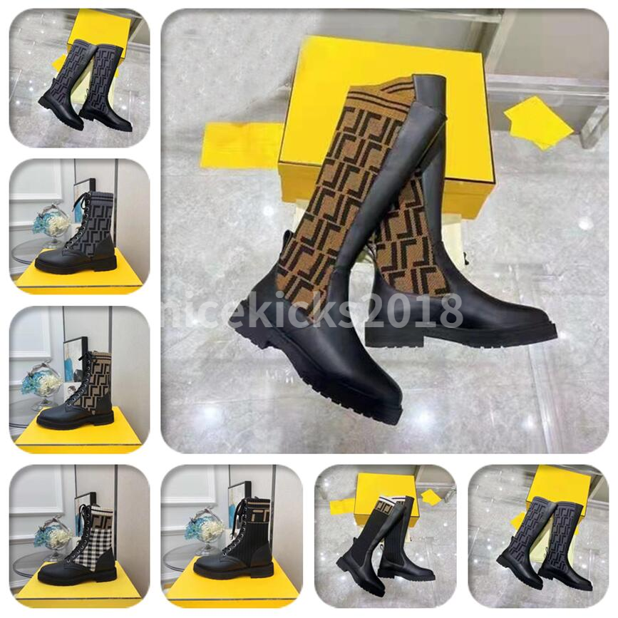 

2021 Women Designer Boots Knitted Stretch Martin Black Leather Knight Short Boot Design Casual Shoes Luxurys Size 35-40 Without Box rthsdbhs, Color02