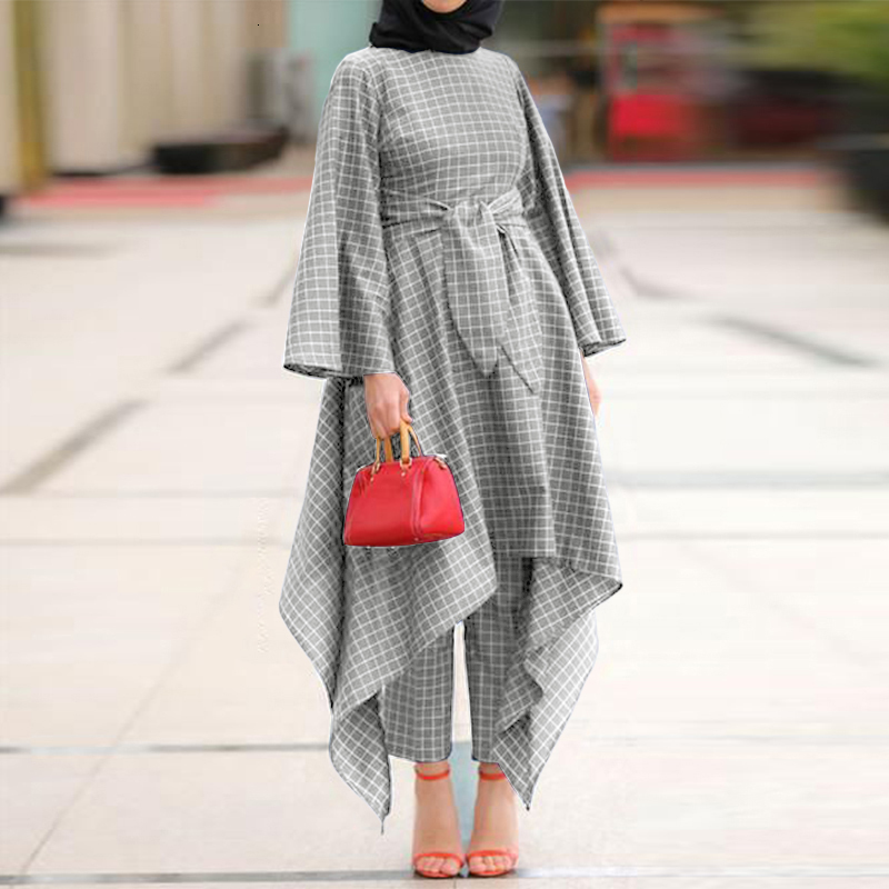 

Women's Pants & Capris Women Vintage Casual Loose Grid Printed Trousers High Elastic Waist Wide Legs Long Maxi Plus Size 8SGK, Gray