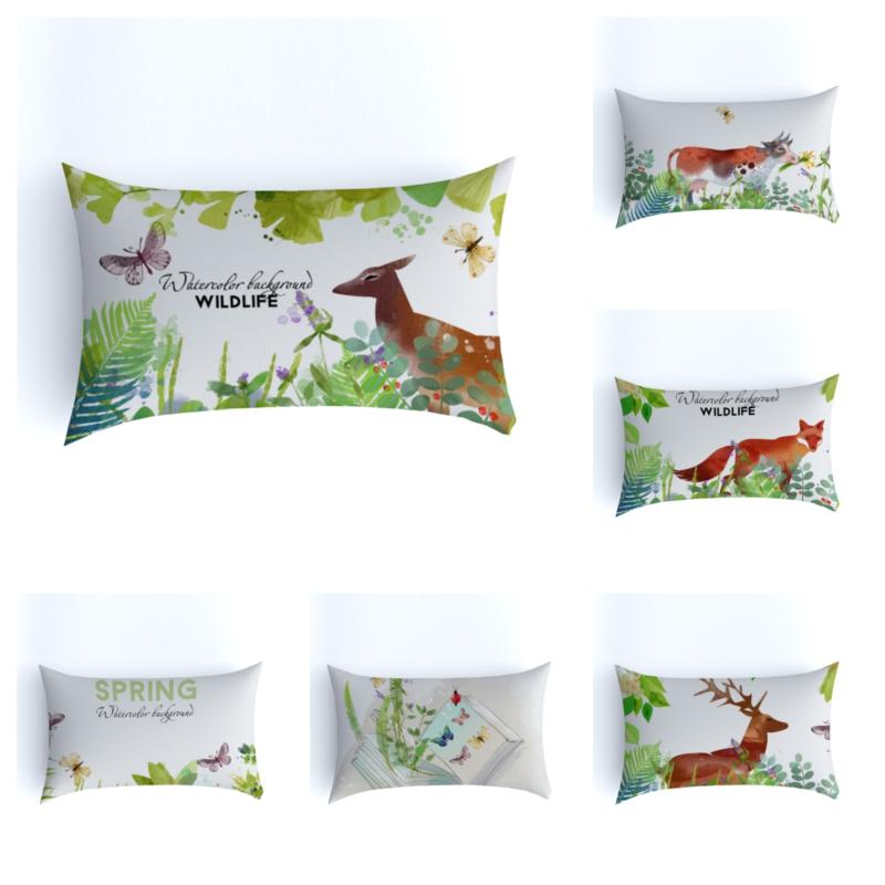 

Cushion/Decorative Pillow Autumn And Winter Home Decoration Pillowcase Green Plant Pattern Sofa Ins Style Outdoor Garden Waist