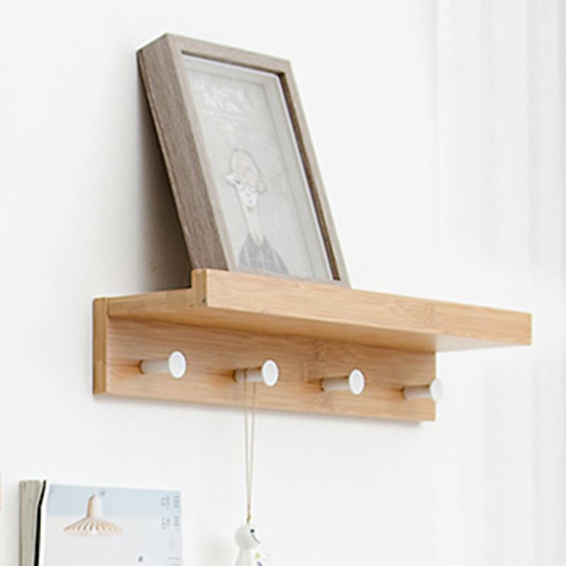 

Hooks & Rails Creative Word Clapboard Shelf Wall Hanging Bamboo Hook Rack 4