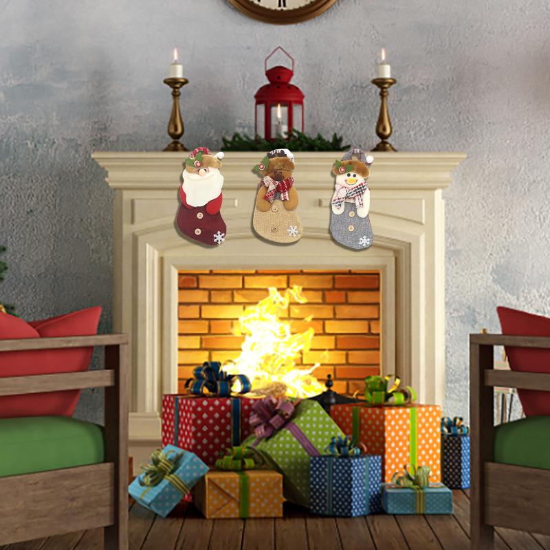 

Christmas Decorations Socks Gift Bag Decorative Tree Decoration Supplies Stockings Holders 9x5in Xmas Gifts Navidad