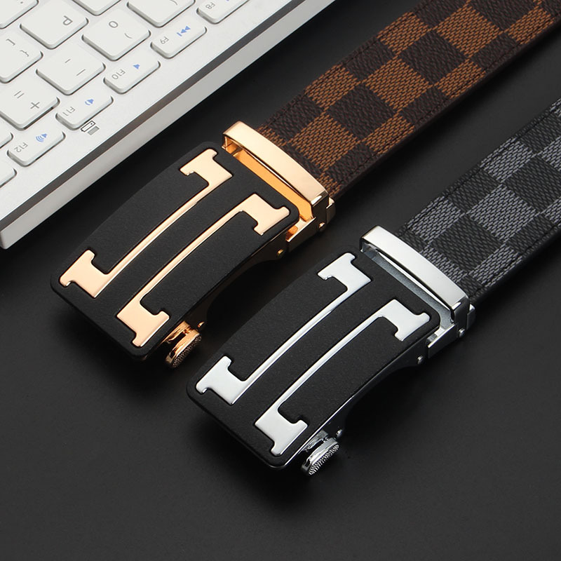

New H-letter Frosted Automatic Belt Buckle for Young Men's Business, Black