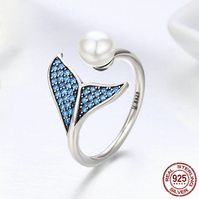 

Adjustable Dolphin Tail Finger Rings for Women Sterling Jewelry Mermaid Ring
