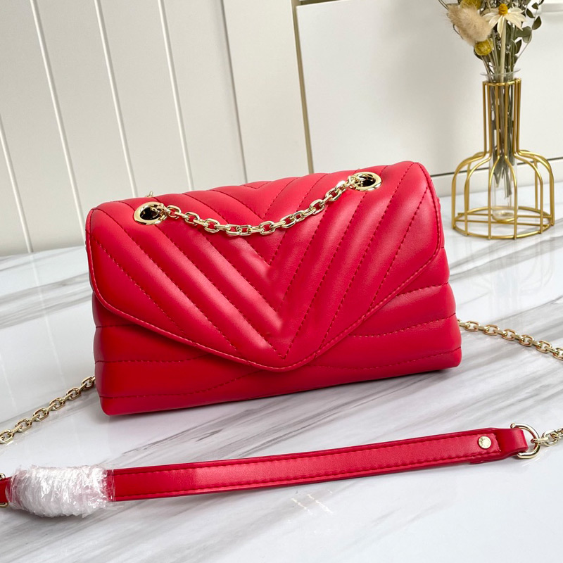 

Embroidery Handbag Purse Crossbody Bags Soft Genuine Leather Chain Shoulder Bag Classic Metal Letter Inside Zip Pockets High Quality