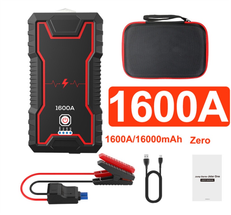 

2021 Jump Starter Zero battery 1600A Peak 16000mAH (up to 7.0L Gas and up 6.5L Diesel Engines) 12V Auto Booster Portable Power Pack with Safety Hammer