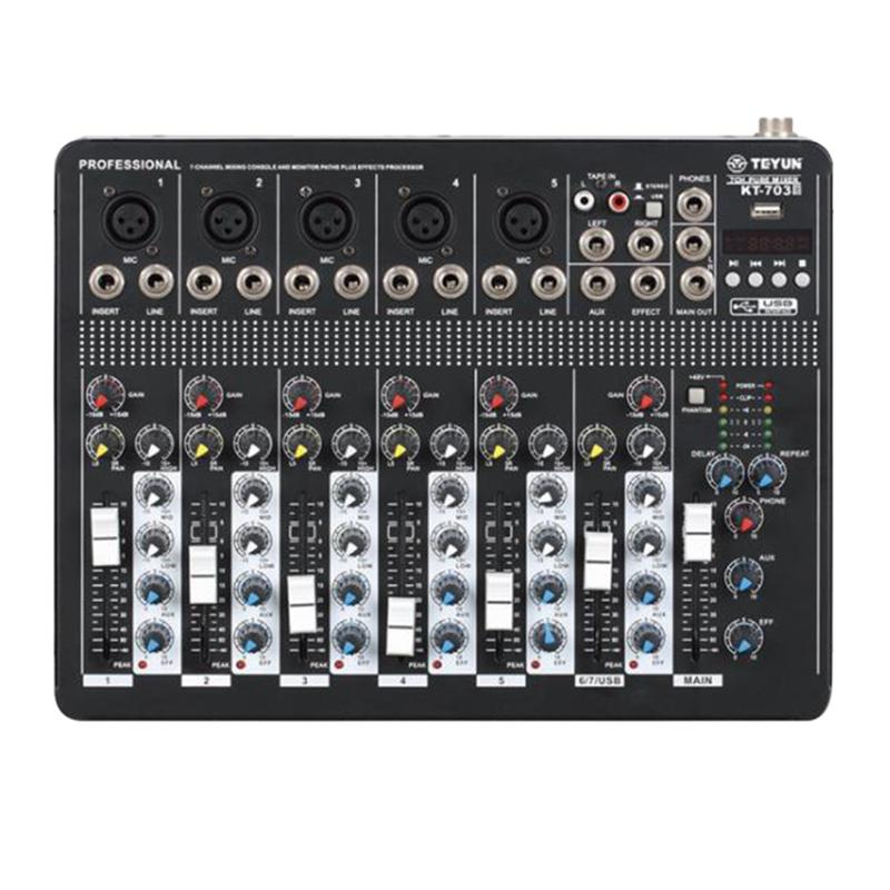 

Microphones Sound Card Audio Mixer Board Console Desk System Interface 7 Channel Usb Bluetooth 48V Power Stereo (Us Plug)