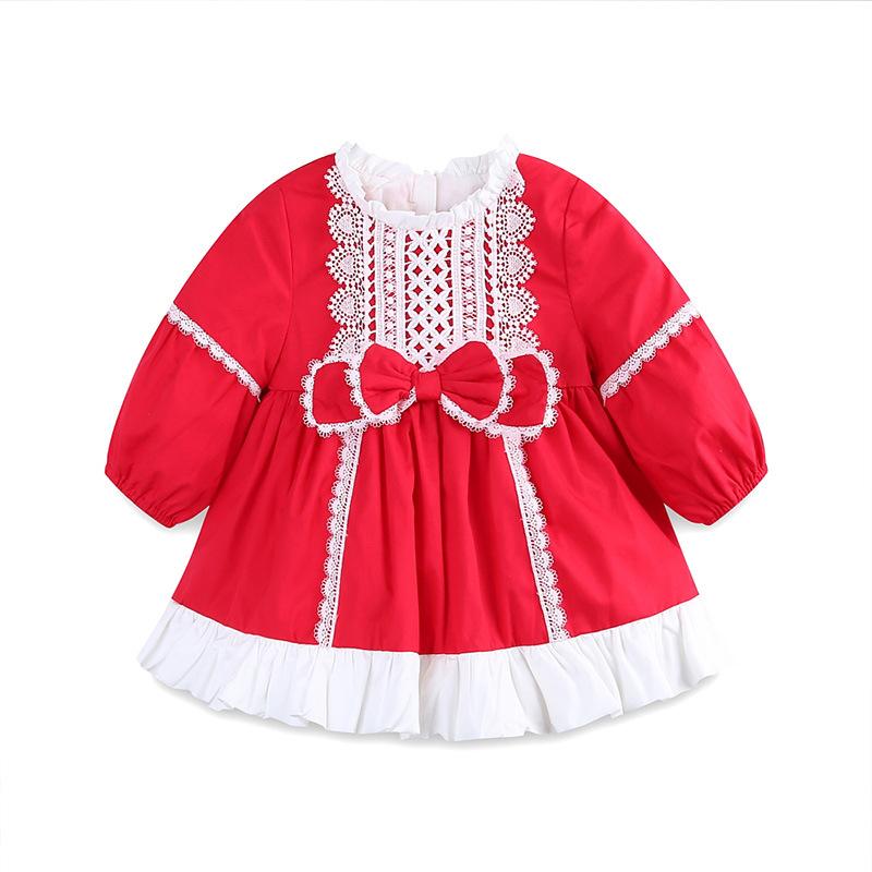 

Girl's Dresses 1St Birthday Dress For Baby Girls Party Lolita Style Born Clothing Toddler Christening Ball Gown With Big Bow 0-4Y, Red;yellow