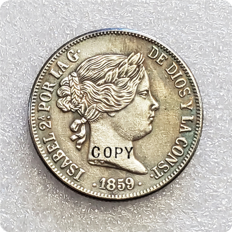 

1859 Spain 20 Reales - Isabel II Copy Coin
