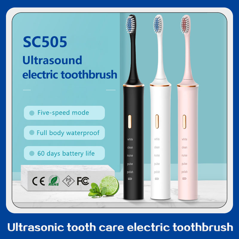 

SC505 new electric toothbrush ultrasonic sound wave rotation 306 degrees clean adult children rechargeable toothbrush IPX7 waterproof USB charging