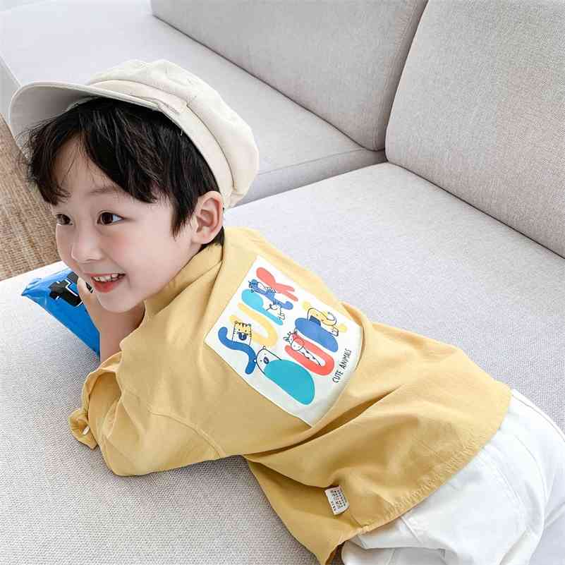 

Autumn korean style boys cotton animal patchwork shirts children kids soft casual Tops clothes 210708, Pink