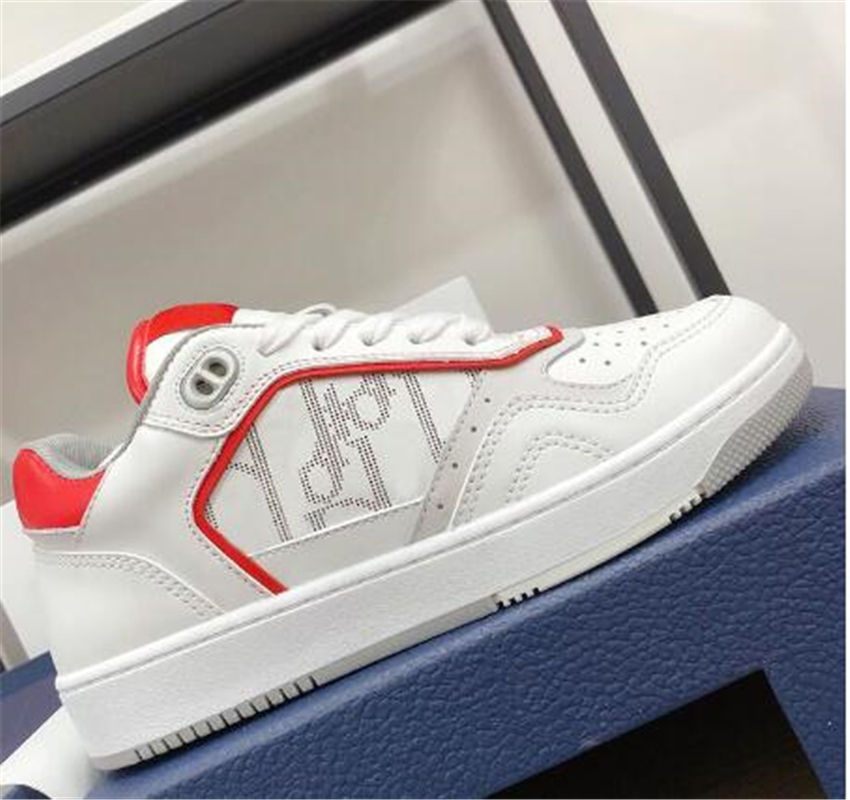 

Men Women casual sport shoes low top White Red bottoms Smooth Calfskin Leather Dust bag and gray laces included plus size 46 luxury sneakers, Black