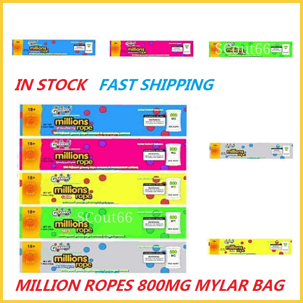 

NEW MEDICATED MILLION ROPES Empty Packaging Bas Bag 800MG Nerdsrope Gummy Bags Three edge-sealing foil Food package DHL FAST
