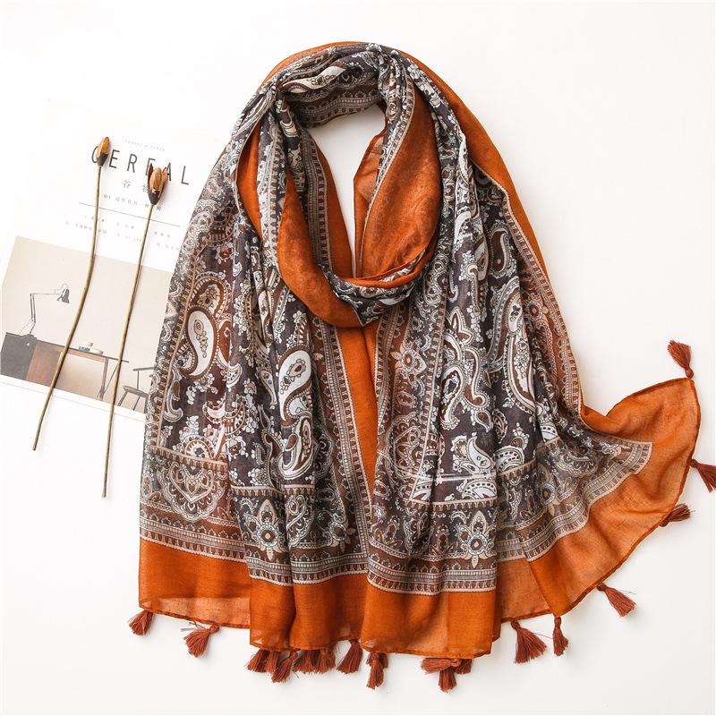 

Scarves 2021 Women Fashion African Cashew Floral Viscose Shawl Scarf Lady High Quality Print Soft Pashmina Wraps Foulards Stole 180*90Cm