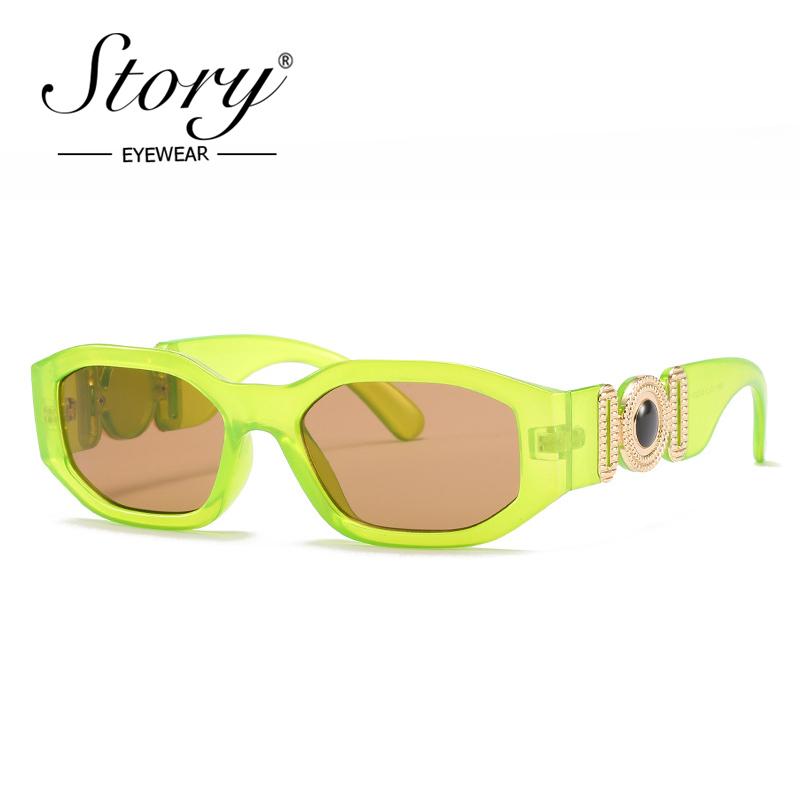 

Vintage Green Frame Narrow Square Sunglasses Women Men 2021 Brand Designer Trendy Retro Orange Rectangle Sun Glasses WG-01