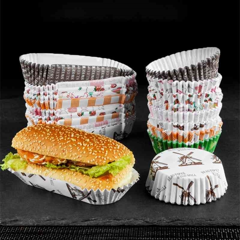 

Round cake paper cups 200PCS Food grade coated paper tray Cupcake Cake liners cup muffin case Bread Papert tray 210408