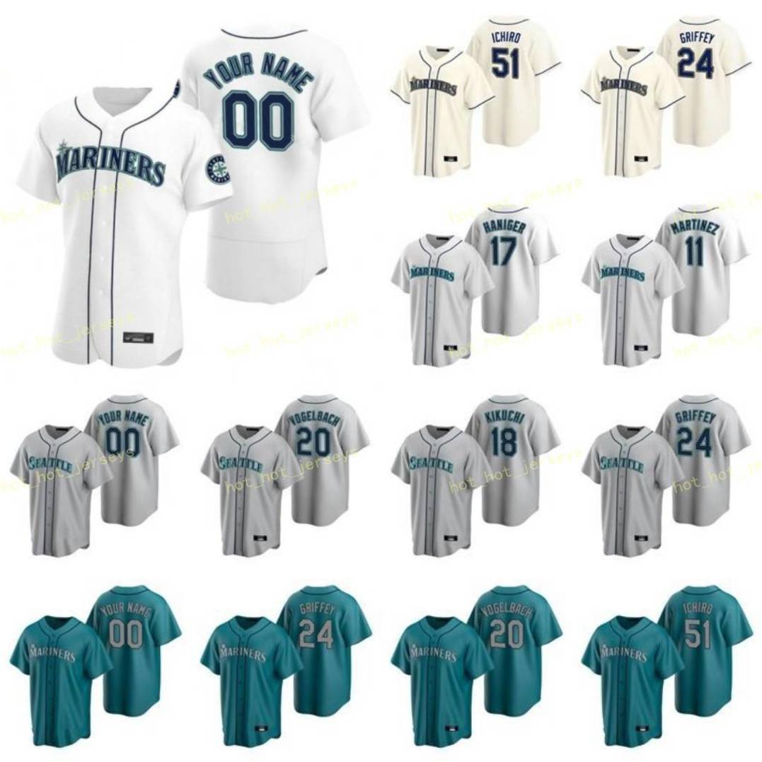 

Haniger Mitch 17 Baseball Jersey Kikuchi Yusei 18 Lewis Kyle 1 Margevicius Nick 52 Marmolejos Jose 26 Custom Men Kids Women Stitch