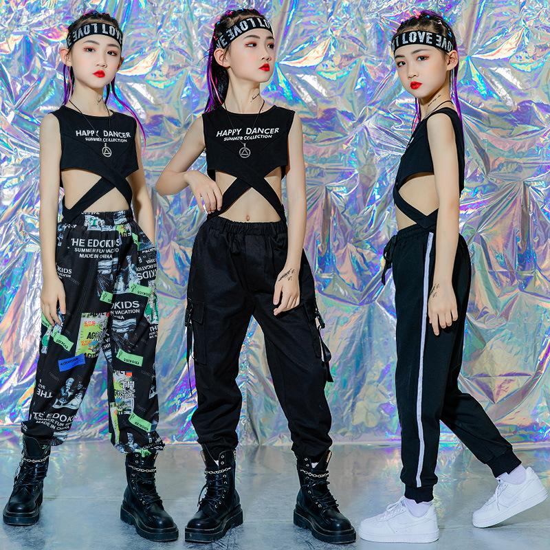 

Clothing Sets Girls Hip Hop Crop Tank Top Cargo Pants Kids Sweatpants Teen Joggers Clothes Child Street Dance Wear Costumes Streetwear