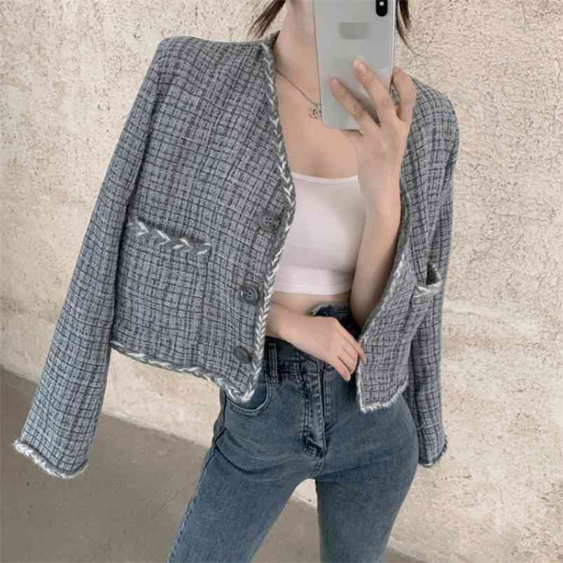 

Temperament Ladies Style Tweed Women Jacket Spring Elegant Female Fashion Office OL Woman Chic Top 210519, Photo color