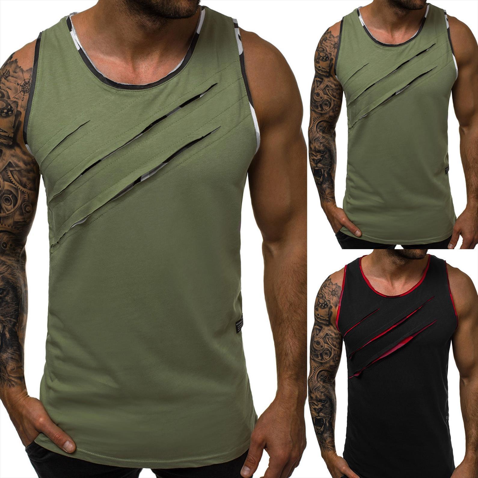 

wolverine brand mens vest fitness running spring and summer casual fashion sleeveless printed retro tank g30, White;black