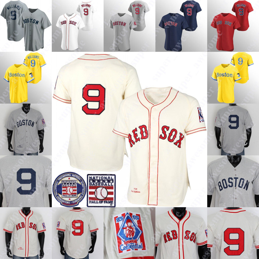 

Ted Williams Jersey Baseball 1939 Cream Grey White Navy Red Hall Of Fame Patch Jerseys, Cream 1939