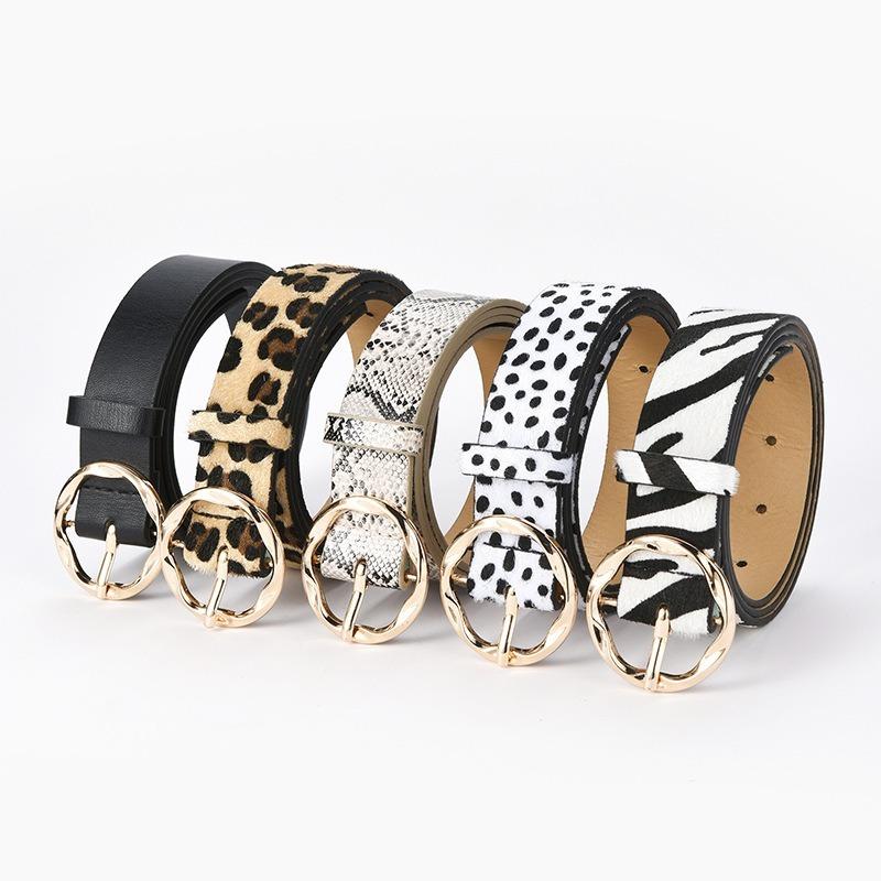 

Belts Belt Female Fashion Harajuku 2.8cm Wide Ladies Personality Snake Leopard Stripes Decorated Leather Waistband For Jeans, Black