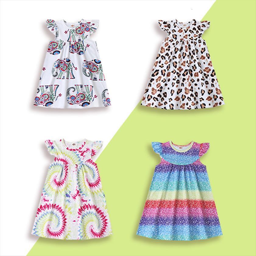 

Baby Girl Abstract Circle Dresses Print Flying Sleeve Toddler Princess Casual Kids For Girls Clothes 1 6y, Red;yellow