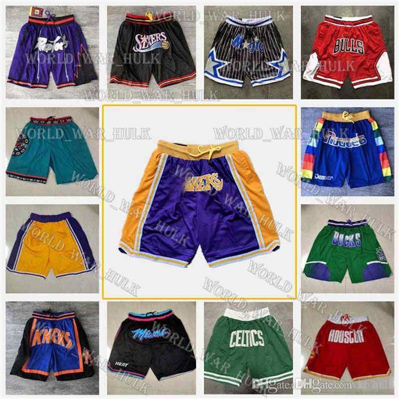 

Teams Just Don Basketball Short Hip Pop Summer Running Sports Pant With Pocket Zipper Sweatpants Blue White Black Mens Stitched Size S-XXL, Black;red