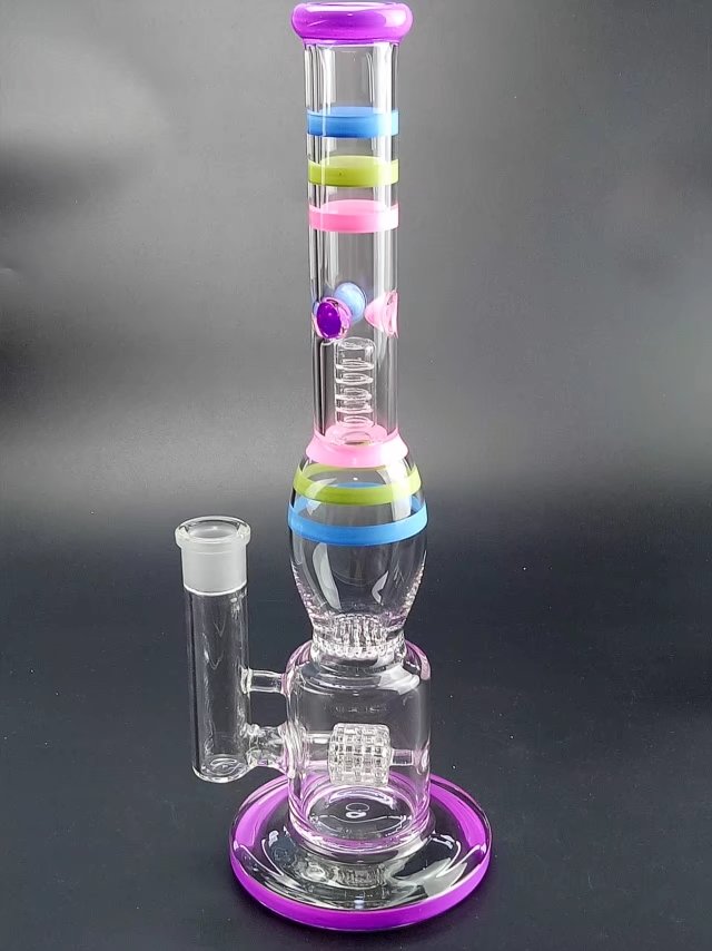 

Newest color glass bong with bucket 14Inch 560g oil rig bongs water pipes fab egg bong colorful glass bubbler pipes