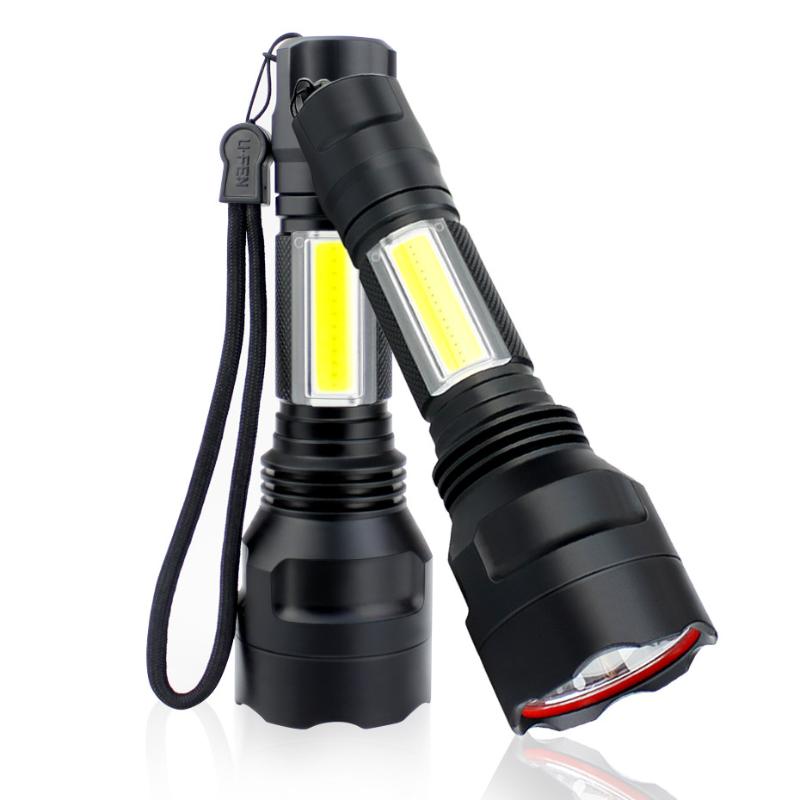 

Flashlights Torches T6 Mini Keychain Rechargeable Waterproof Led Torch C8-COB Work Lamp 18650 Battery For Hunting /Camping/Fishin