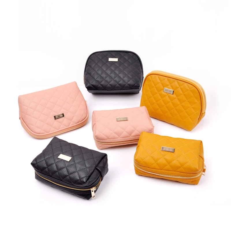 

Lingge cosmetic bag large capacity skin care products color makeup Storage Travel Cosmetic Bag quilting fragrance, Black