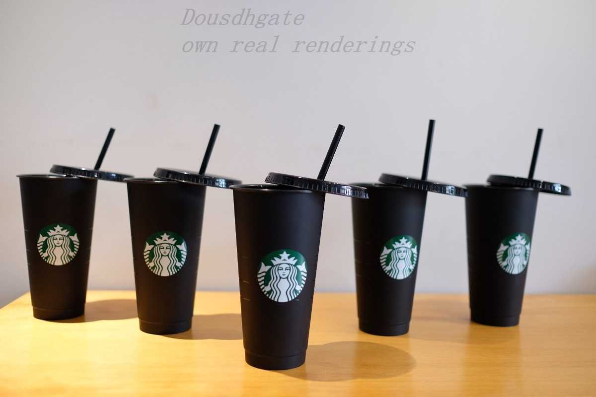 

The goddess Starbucks 24oz/710ml Plastic Tumbler Reusable Black Drinking Flat Bottom Cups Pillar Shape Lid Straw Mugs Free DHL