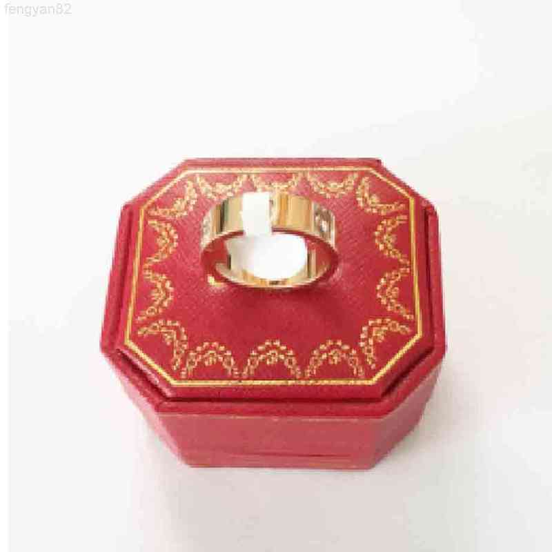

Ring men's and women's titanium alloy Jewelry plated Classic Band Rings Gold Silver Rose Size 4 5 / 6mm couple with gift box