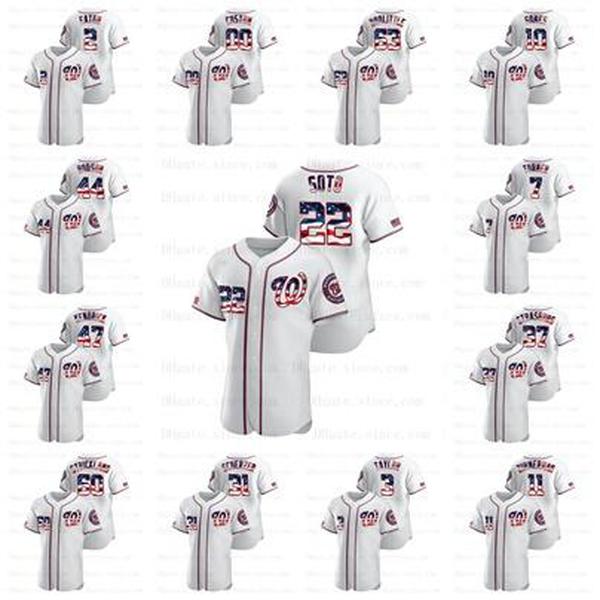 

Washington 2020 Stars & Stripes 4th of July Custom Juan Soto Stephen Strasburg 7 Trea Turner Scherzer Gomes Zimmerman Taylor Jersey Stitched, 63 sean doolittle