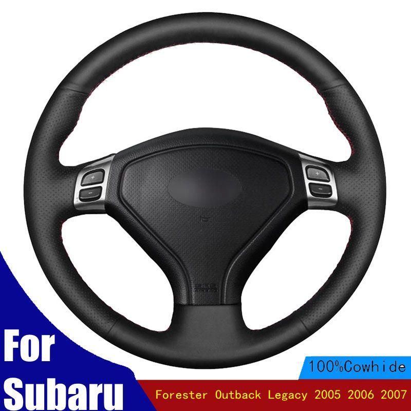 

Steering Wheel Covers Car Cover Genuine Leather For Forester Outback Legacy 2005 2006 2007 Braid Four Seasons