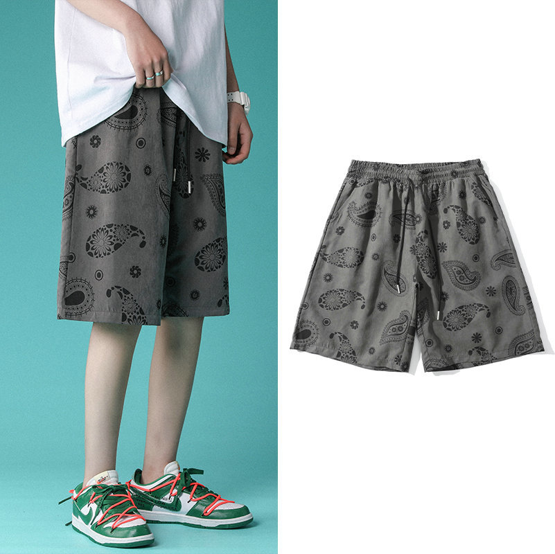 

Men's Shorts Harajuku Streetwear Printed Jogger Women 2021 Summer Loose Elastic Waist Hip hop XMIB, Gray