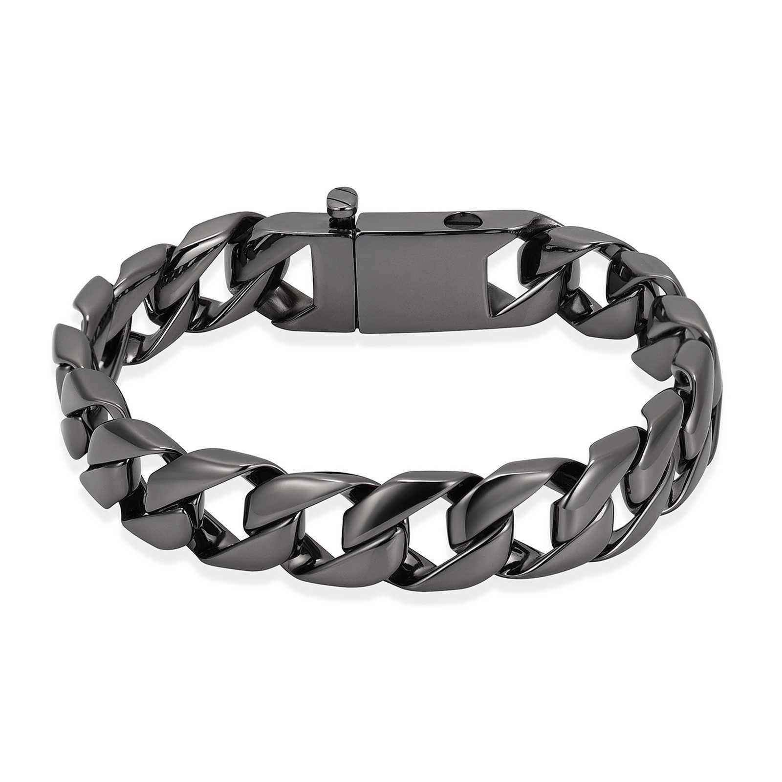

Cremation Bracelet for Ashes Stainless Steel Black Link Chain Memorial Human Pets Urn Bangle Men's Charm Jewelry Q0720
