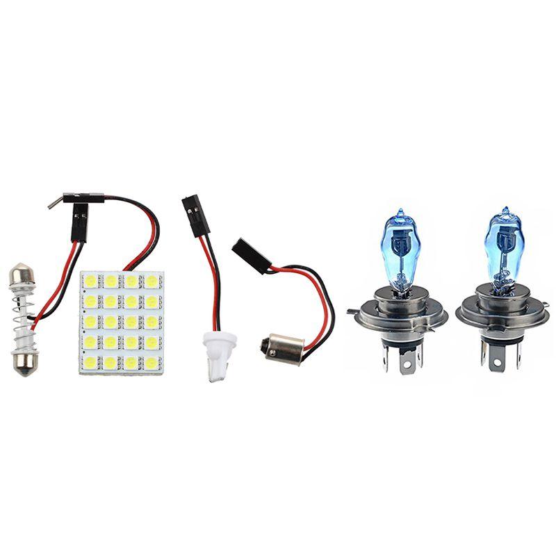 

Car Headlights 20 White SMD LED Light Panel E Lamp Bulb With 1 Pair H4 12V 100W 6000K Super Bright Xenon