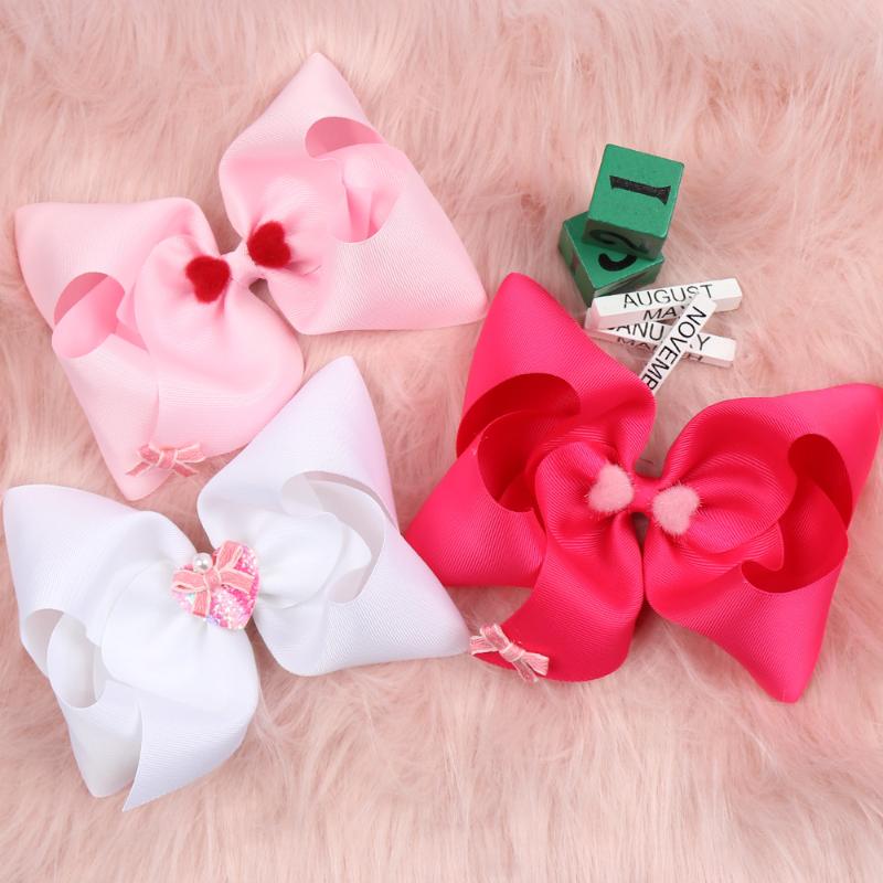 

Hair Accessories Rose Pink Bow Rainbow Love-shape Clips Sweet Romantic Hairpin Girls Valentine's Day Decoration Wave Point