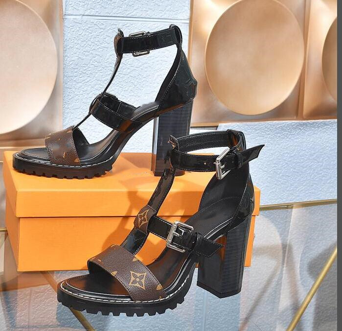 

Designer Sandals 9cm Thick Solid Color Sandals Womens Waterproof Platform High Heel Womens Shoes Wholesale Lv LOUIS 5 VITTON&#13, Black