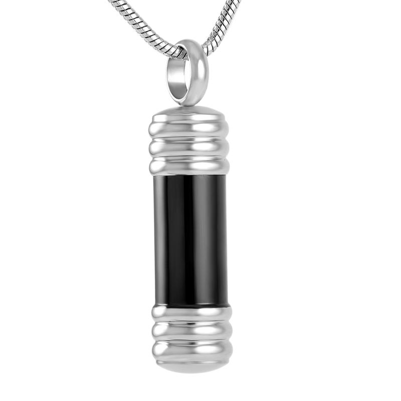 

Pendant Necklaces IJD9257 Fashion Tube Cremation Black Plating Memorial Urn Necklace Ashes Holder Jewelry Keepsake Stainless Steel