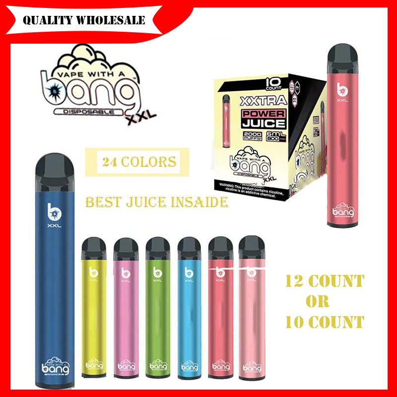 

Bang XXL Disposable Device Cigarettes 2000 Puffs 6ML Pre-Filled Vape Pods 800mah battery aviliable air bar Ignite