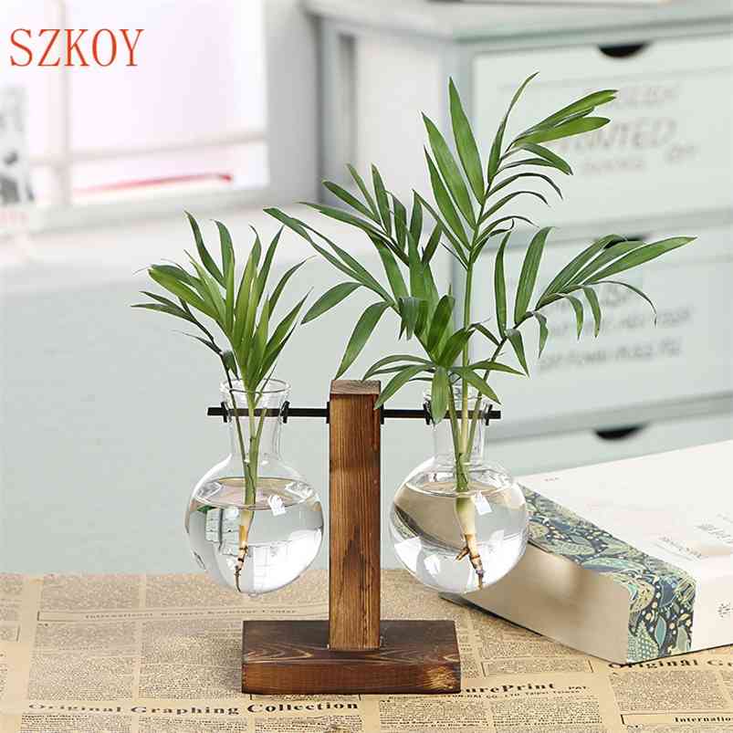 

Hydroponic Vase Vintage Desktop Plant Terrarium Planter Bulb Glass Water Planting Propagation Stations Home Decoration 210610