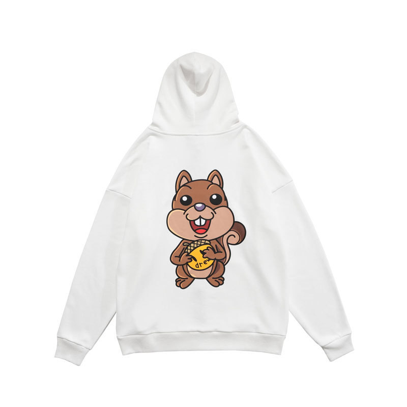 

Drew house Justin squirrel dinosaur Guan Xiaotong same high street fog zipper long sleeve sweater coat YJ9S, Black