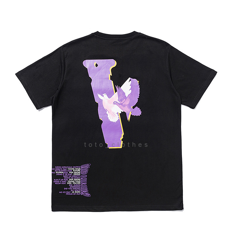 

16 styles Big V T-shirt Men and Women Loose Casual Vlones Smoke Angel Friends Short Sleeve, White;black